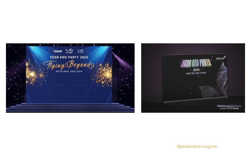 Backdrop Year End Party tối giản